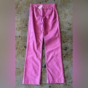 Sadie & Sage Metallic Vibrant Women’s Pink Straight Leg Pants Size Large